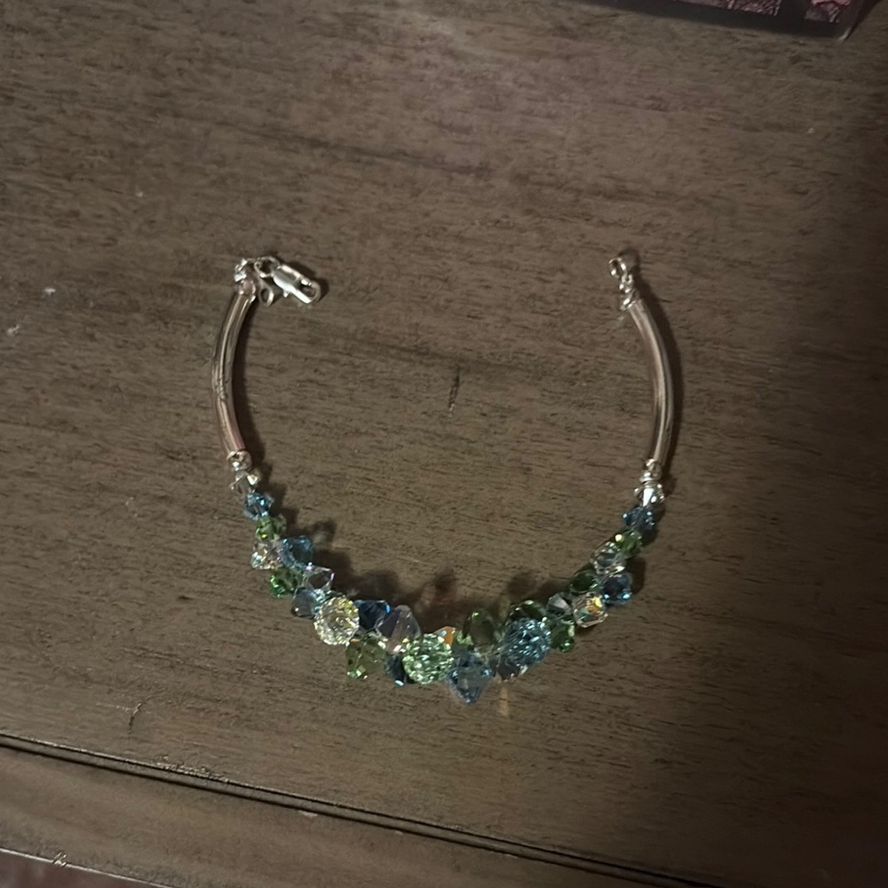 Elegant Blue and Green Crystal Bracelet